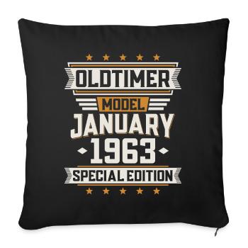 January Year 1963 Year of construction Oldtimer Birthday - Sofa pillowcase 17,3'' x 17,3'' (45 x 45 cm) - black - Front
