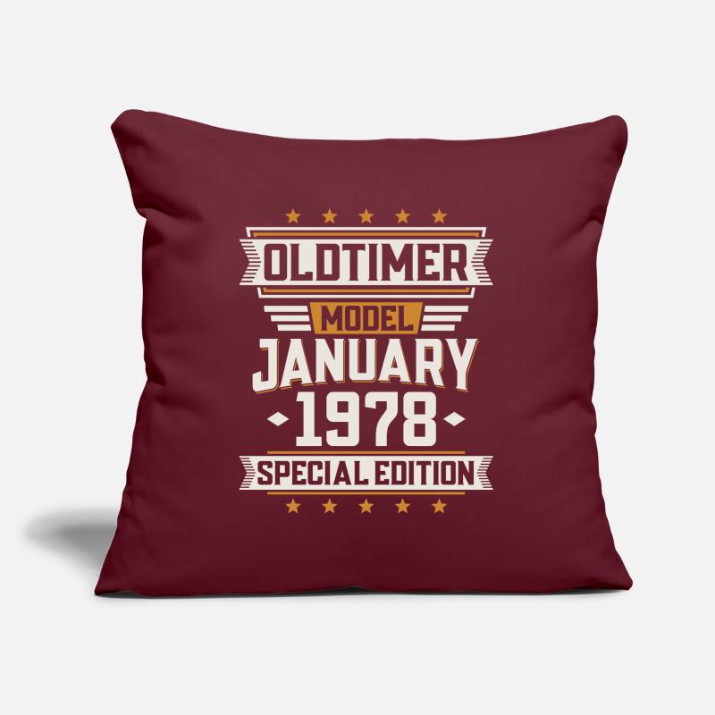 Janvier né 1978 Année de construction Anniversaire oldtimer Housse de coussin décorative 45 x 45 cm