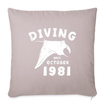 Diver Birthday - Diving since October 1981 - Sofa pillowcase 17,3'' x 17,3'' (45 x 45 cm) - light taupe - Front