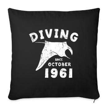 Anniversaire du plongeur - Plongée depuis octobre 1961 - Housse de coussin décorative 45 x 45 cm - noir - Devant