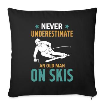 Ski Winter Skiing - Never Underestimate An Old Man - Sofa pillowcase 17,3'' x 17,3'' (45 x 45 cm) - black - Front