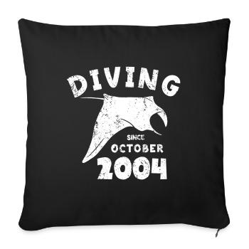 Anniversaire du plongeur - Plongée depuis octobre 2004 - Housse de coussin décorative 45 x 45 cm - noir - Devant