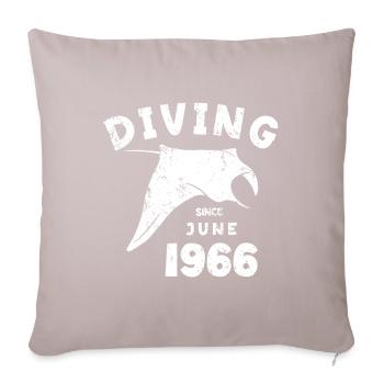Anniversaire du plongeur - Plongée depuis juin 1966 - Housse de coussin décorative 45 x 45 cm - taupe clair - Devant