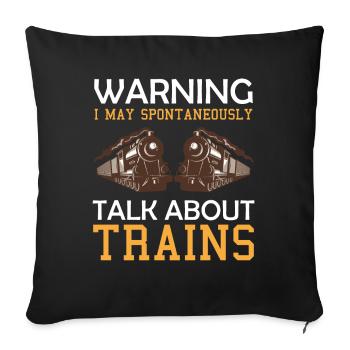 Train disant avertissement je peux spontanément parler abou - Housse de coussin décorative 45 x 45 cm - noir - Devant