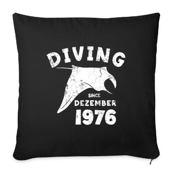 Diver Birthday - Diving since December 1976 - Sofa pillowcase 17,3'' x 17,3'' (45 x 45 cm) - black - Front