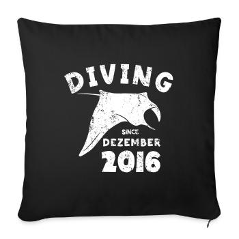 Diver Birthday - Diving since December 2016 - Sofa pillowcase 17,3'' x 17,3'' (45 x 45 cm) - black - Front