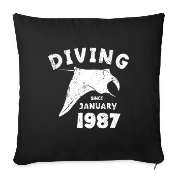 Diver Birthday - Diving since January 1987 - Sofa pillowcase 17,3'' x 17,3'' (45 x 45 cm) - black - Front