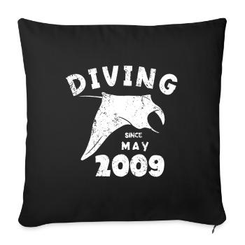 Anniversaire du plongeur - Plongée depuis mai 2009 - Housse de coussin décorative 45 x 45 cm - noir - Devant