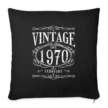 Geburtstag - Vintage since Februar 1970 - Sofakissenbezug 45 x 45 cm - Schwarz - Vorne