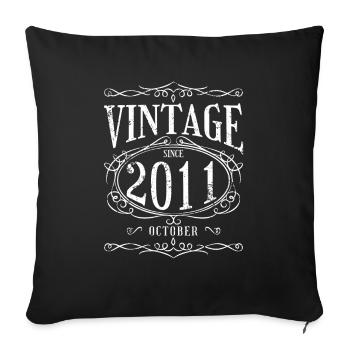 Birthday - Vintage since October 2011 - Sofa pillowcase 17,3'' x 17,3'' (45 x 45 cm) - black - Front