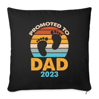 Promoted To Dad 2023 Retro Sunset - Sofa pillowcase 17,3'' x 17,3'' (45 x 45 cm) - black - Front