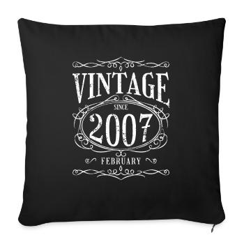 Birthday - Vintage since February 2007 - Sofa pillowcase 17,3'' x 17,3'' (45 x 45 cm) - black - Front
