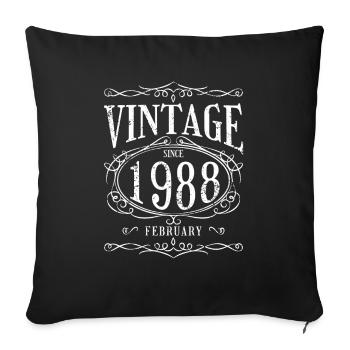 Birthday - Vintage since February 1988 - Sofa pillowcase 17,3'' x 17,3'' (45 x 45 cm) - black - Front