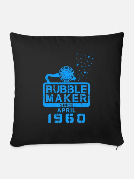 Taucher Geburtstag Bubblemaker seit April 1960 - Sofakissenbezug 45 x 45 cm - Schwarz