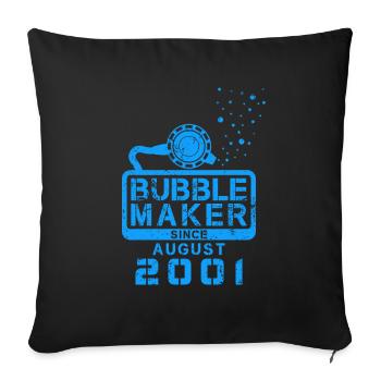 Diver Birthday Bubblemaker since August 2001 - Sofa pillowcase 17,3'' x 17,3'' (45 x 45 cm) - black - Front