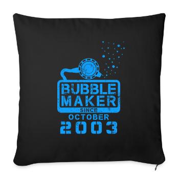 Plongeur Birthday Bubblemaker depuis octobre 2003 - Housse de coussin décorative 45 x 45 cm - noir - Devant
