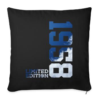 LIMITED EDITION 1958 68TH BIRTHDAY - Sofa pillowcase 17,3'' x 17,3'' (45 x 45 cm) - black - Front