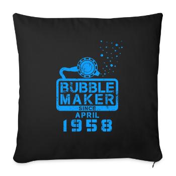 Diver Birthday Bubblemaker since April 1958 - Sofa pillowcase 17,3'' x 17,3'' (45 x 45 cm) - black - Front