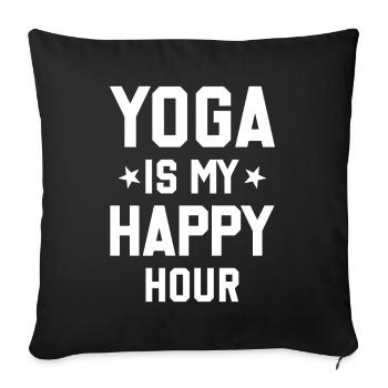 Yoga Saying - Yoga Is My Happy Hour - Sofa pillowcase 17,3'' x 17,3'' (45 x 45 cm) - black - Front