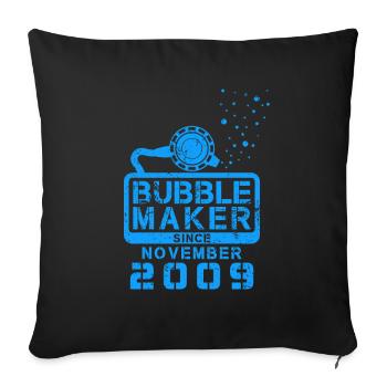 Plongeur Birthday Bubblemaker depuis novembre 2009 - Housse de coussin décorative 45 x 45 cm - noir - Devant