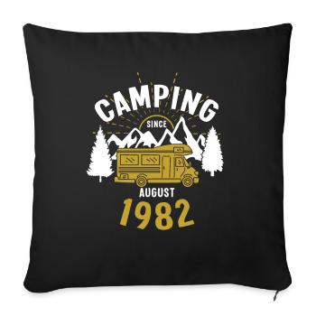 Anniversaire: Camping depuis août 1982 Camping-car - Housse de coussin décorative 45 x 45 cm - noir - Devant
