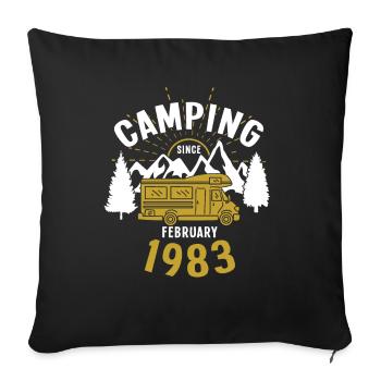 Anniversaire: Camping depuis février 1983 Camping-car - Housse de coussin décorative 45 x 45 cm - noir - Devant