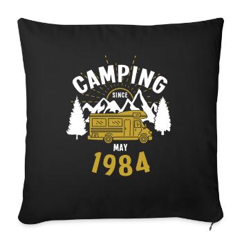 Birthday: Camping since May 1984 Motorhome - Sofa pillowcase 17,3'' x 17,3'' (45 x 45 cm) - black - Front