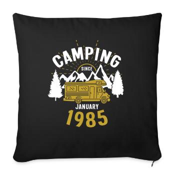 Anniversaire: Camping depuis janvier 1985 Camping-car - Housse de coussin décorative 45 x 45 cm - noir - Devant