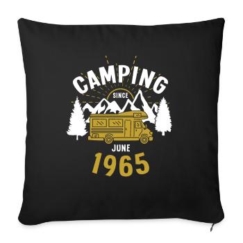 Anniversaire: Camping depuis juin 1965 Camping-car - Housse de coussin décorative 45 x 45 cm - noir - Devant