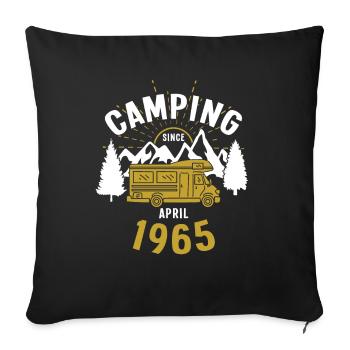 Anniversaire: Camping depuis avril 1965 Camping-car - Housse de coussin décorative 45 x 45 cm - noir - Devant
