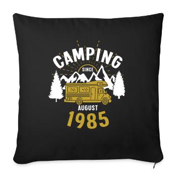 Anniversaire: Camping depuis août 1985 Camping-car - Housse de coussin décorative 45 x 45 cm - noir - Devant