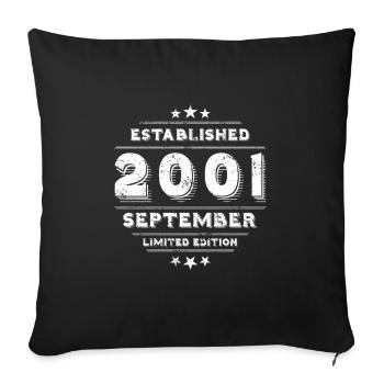 Anniversaire en septembre 2001 - septembre - Housse de coussin décorative 45 x 45 cm - noir - Devant