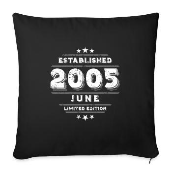 Geburtstag im Juni 2005 - June - Sofakissenbezug 45 x 45 cm - Schwarz - Vorne