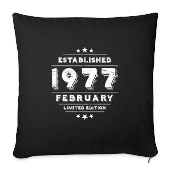 Anniversaire en février 1977 - février - Housse de coussin décorative 45 x 45 cm - noir - Devant