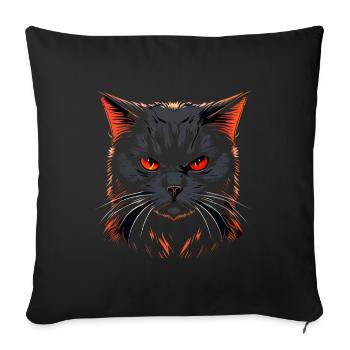 Chat noir aux yeux maléfiques rouges - Housse de coussin décorative 45 x 45 cm - noir - Devant