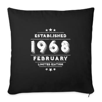 Anniversaire en février 1968 - février - Housse de coussin décorative 45 x 45 cm - noir - Devant