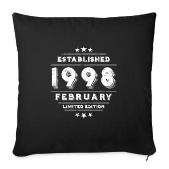 Anniversaire en février 1998 - février - Housse de coussin décorative 45 x 45 cm - noir - Devant