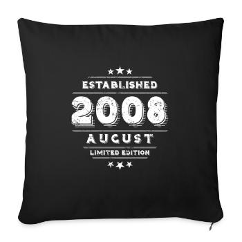 Anniversaire en août 2008 - août - Housse de coussin décorative 45 x 45 cm - noir - Devant