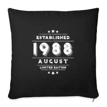 Geburtstag im August 1988 - August - Sofakissenbezug 45 x 45 cm - Schwarz - Vorne