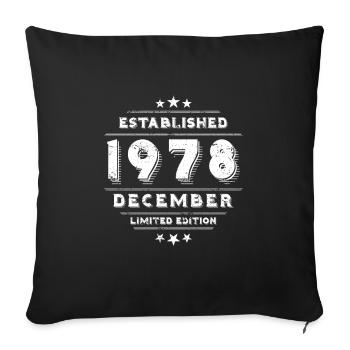 Anniversaire en décembre 1978 - décembre - Housse de coussin décorative 45 x 45 cm - noir - Devant