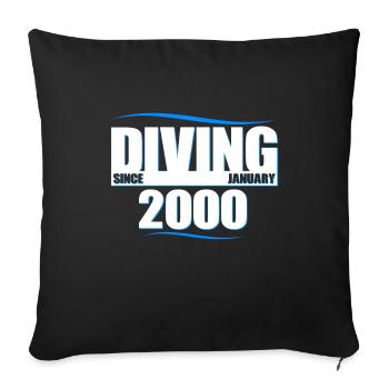 Anniversaire du plongeur - Plongée depuis janvier 2000 - Housse de coussin décorative 45 x 45 cm - noir - Devant