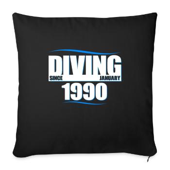 Anniversaire du plongeur - Plongée depuis janvier 1990 - Housse de coussin décorative 45 x 45 cm - noir - Devant