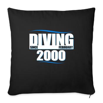 Anniversaire du plongeur - Plongée depuis février 2000 - Housse de coussin décorative 45 x 45 cm - noir - Devant