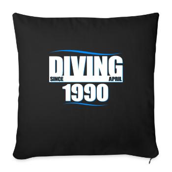 Anniversaire du plongeur - Plongée depuis avril 1990 - Housse de coussin décorative 45 x 45 cm - noir - Devant