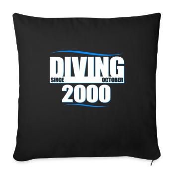 Anniversaire du plongeur - Plongée depuis octobre 2000 - Housse de coussin décorative 45 x 45 cm - noir - Devant