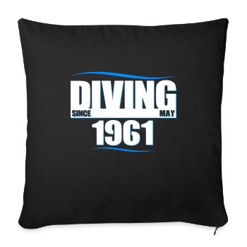 Anniversaire du plongeur - Plongée depuis mai 1961 - Housse de coussin décorative 45 x 45 cm - noir - Devant