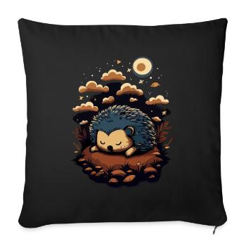Hérisson mignon endormi - Housse de coussin décorative 45 x 45 cm - noir - Devant