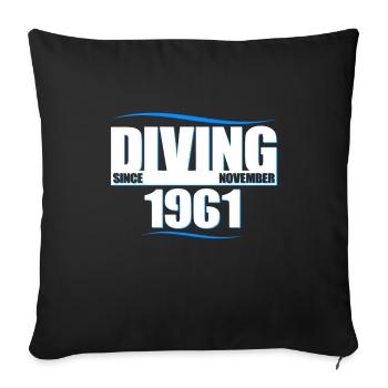 Anniversaire du plongeur - Plongée depuis novembre 1961 - Housse de coussin décorative 45 x 45 cm - noir - Devant