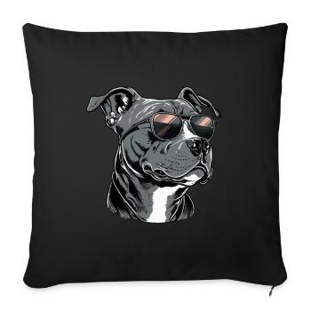 Cool Staffordshire Bull Terrier portant des lunettes de soleil - Housse de coussin décorative 45 x 45 cm - noir - Devant