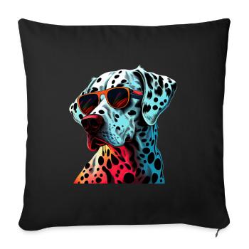 Dalmatien cool portant des lunettes de soleil - Housse de coussin décorative 45 x 45 cm - noir - Devant
